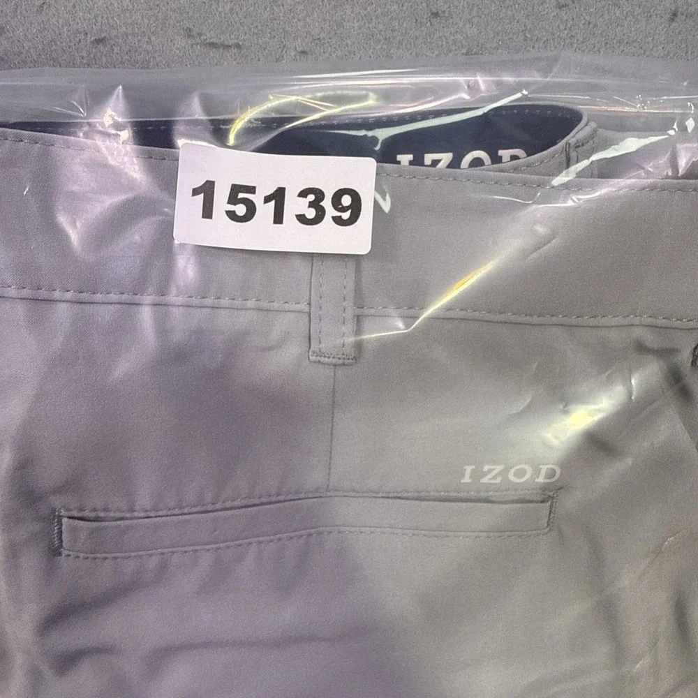 IZOD Advantage Performance Pants Men 32x32 GRAY Stretch Straight Fit Golf Chino
